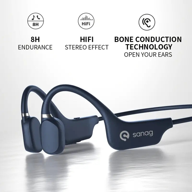 True Bone Conduction Earphone Open Ear Wireless Sport Headphones - Blue-2